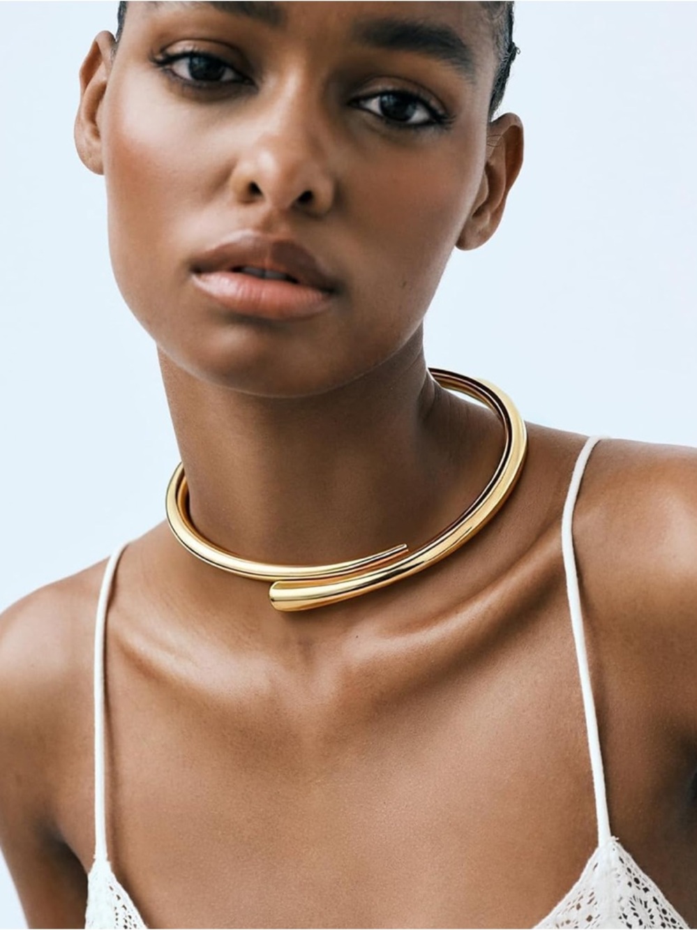 Gold Sculptural Open Collar Necklace